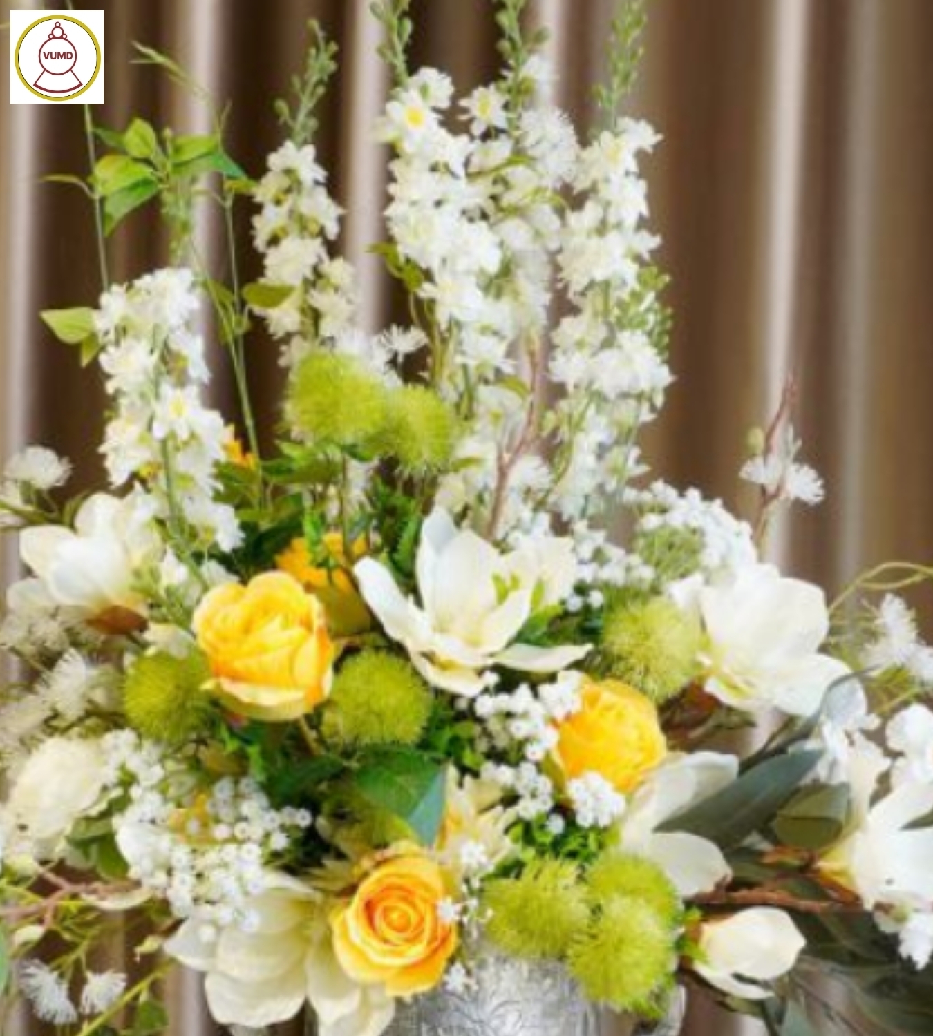 Bình hoa trang trí vàng trắng cao cấp