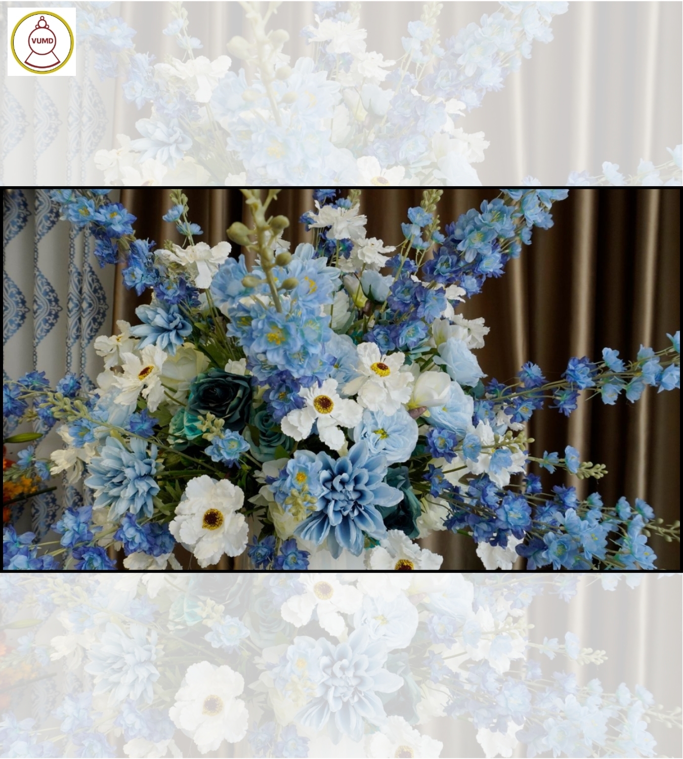 Bình hoa trang trí trắng xanh dương