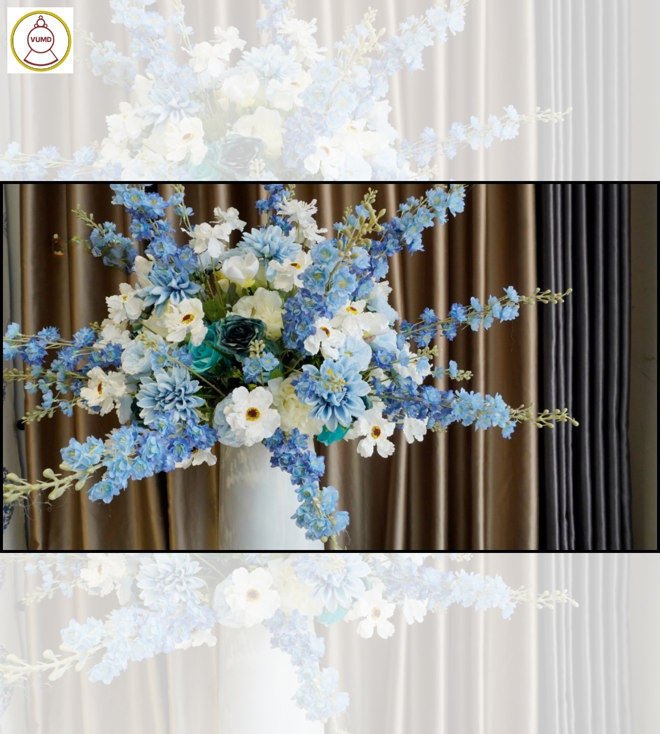 Bình hoa trang trí trắng xanh dương