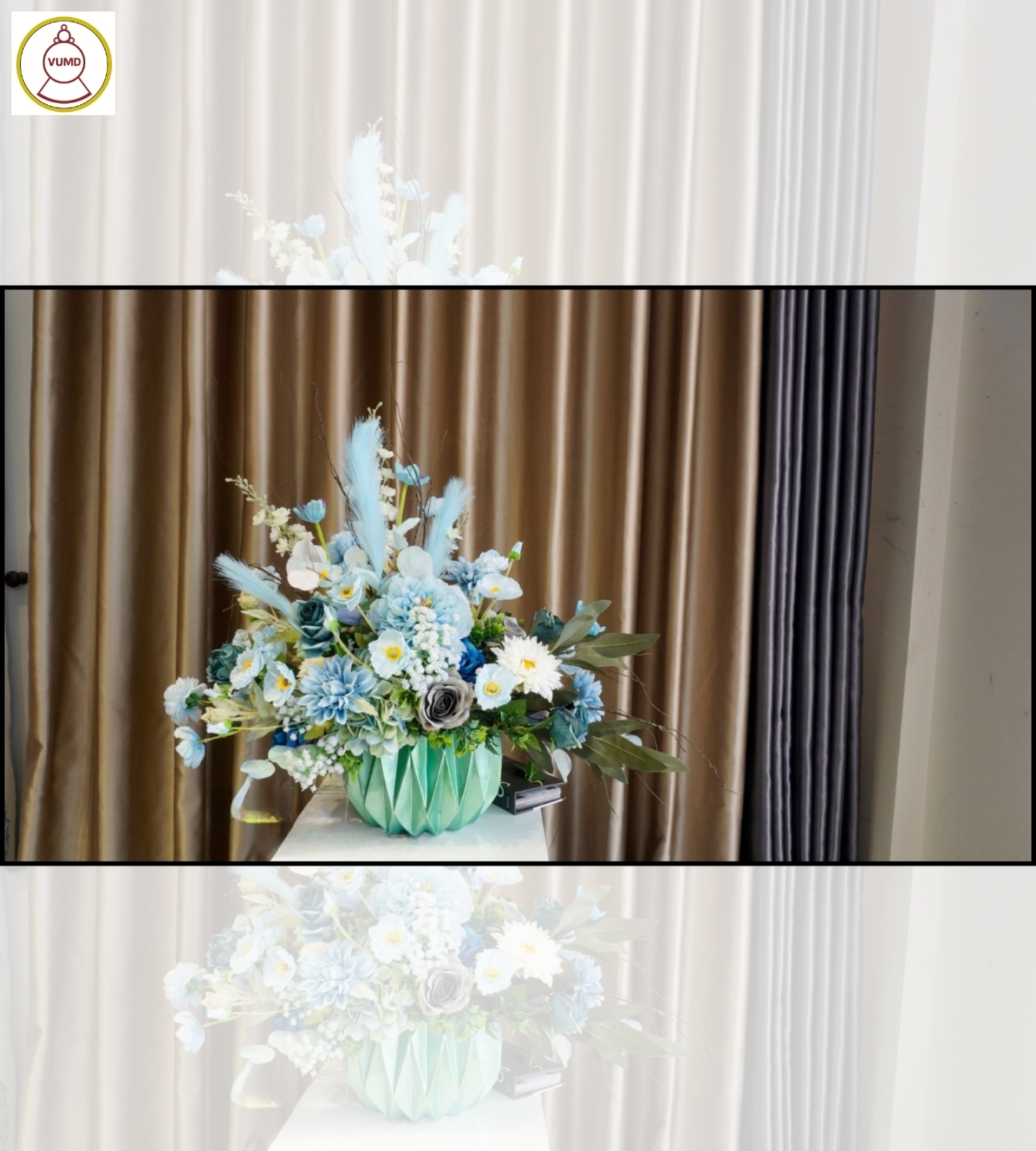 Bình hoa trang trí hồng xanh ngọc