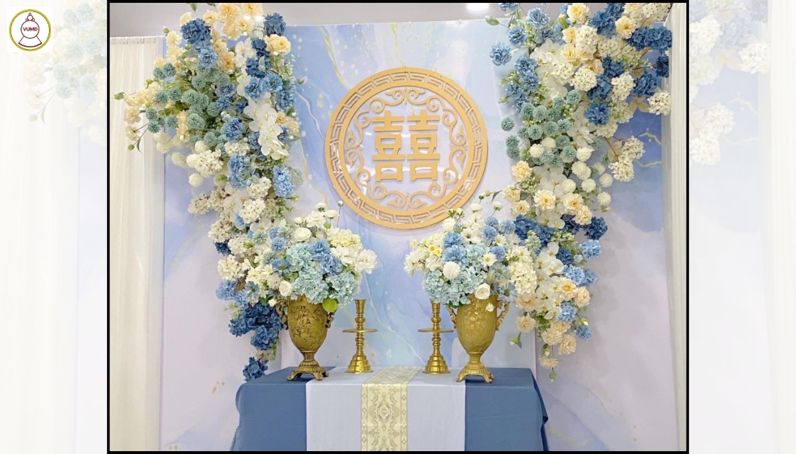 Trang trí bàn gia tiên đám cưới đẹp 2024