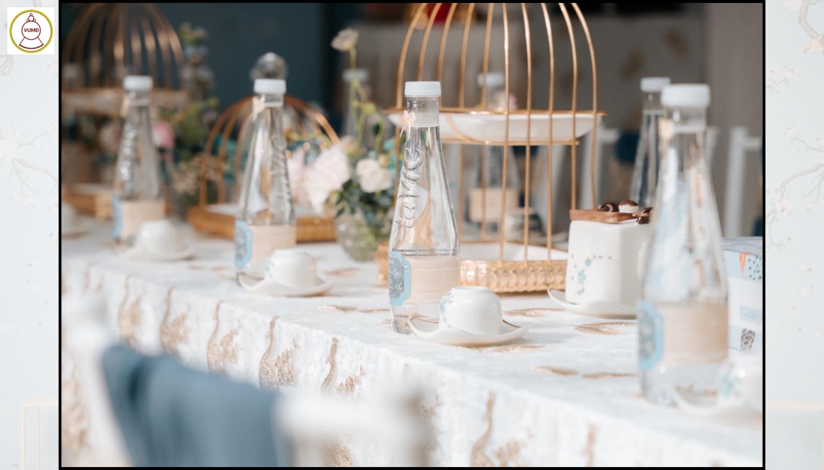 Gói trang trí bàn gia tiên xanh dương trang trọng