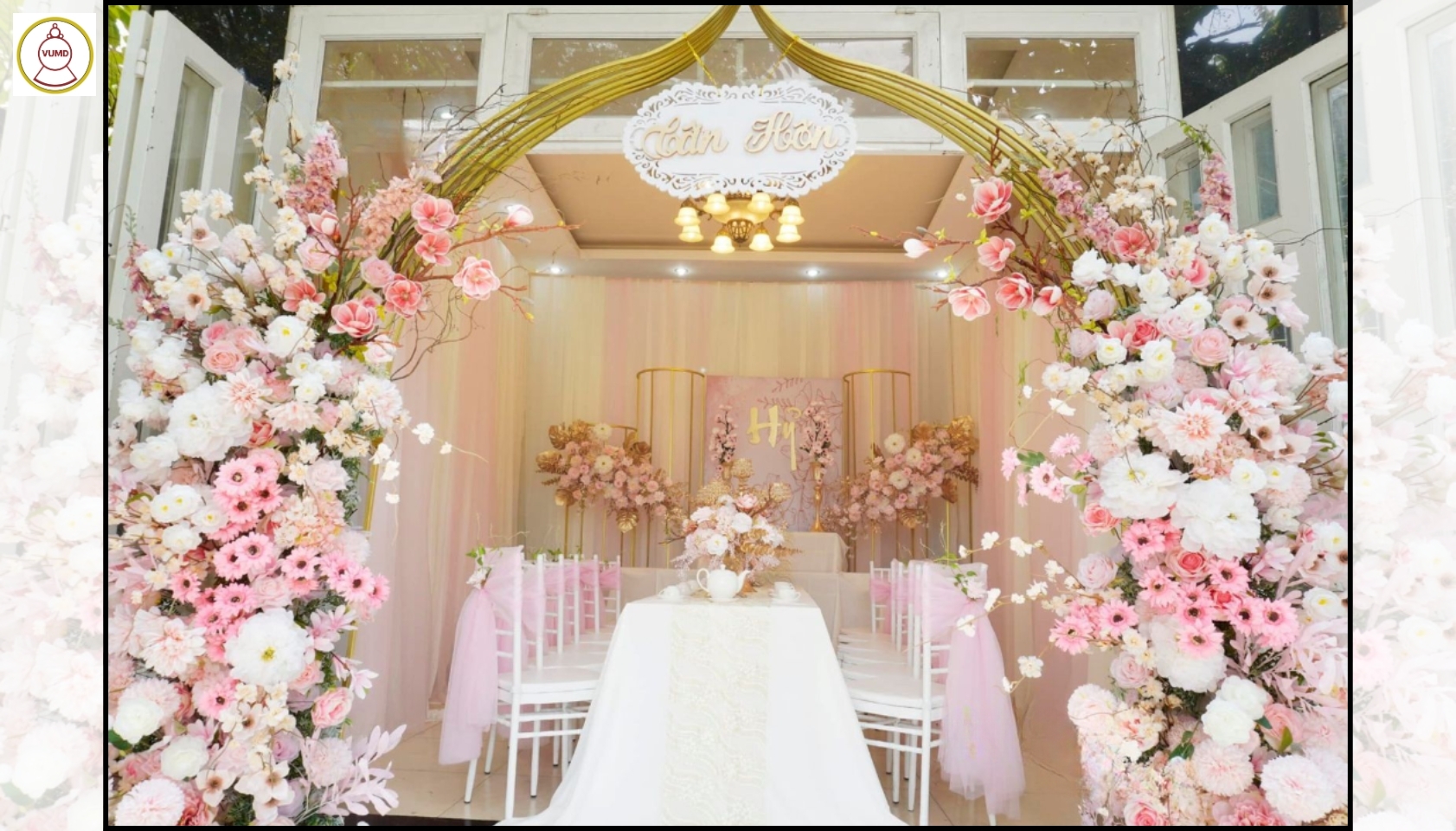 Gói trang trí bàn gia tiên hồng pastel