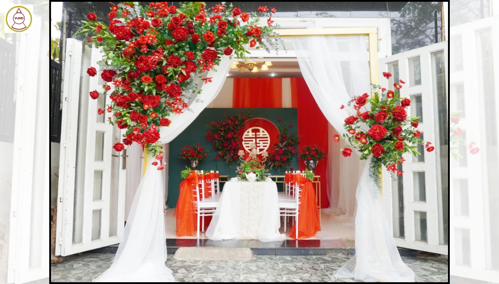 Gói trang trí bàn gia tiên tông đỏ