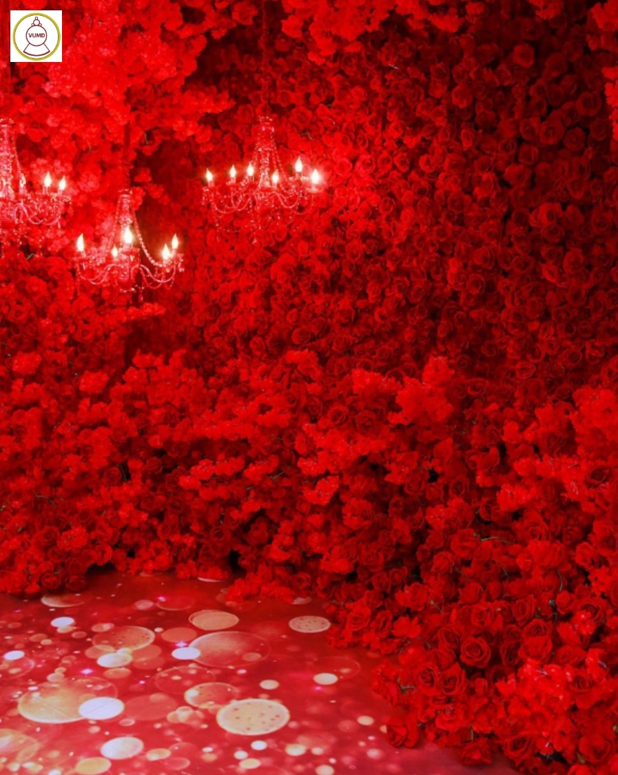 Mẫu hoa trang trí studio chụp ảnh cưới đỏ lãng mạn