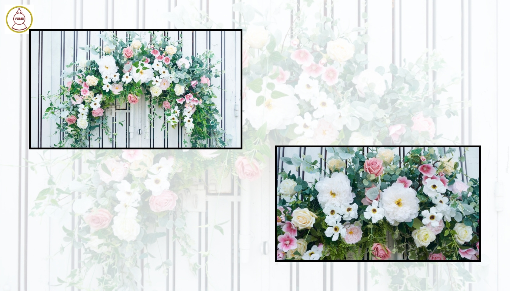 Line hoa gắn tường đám cưới