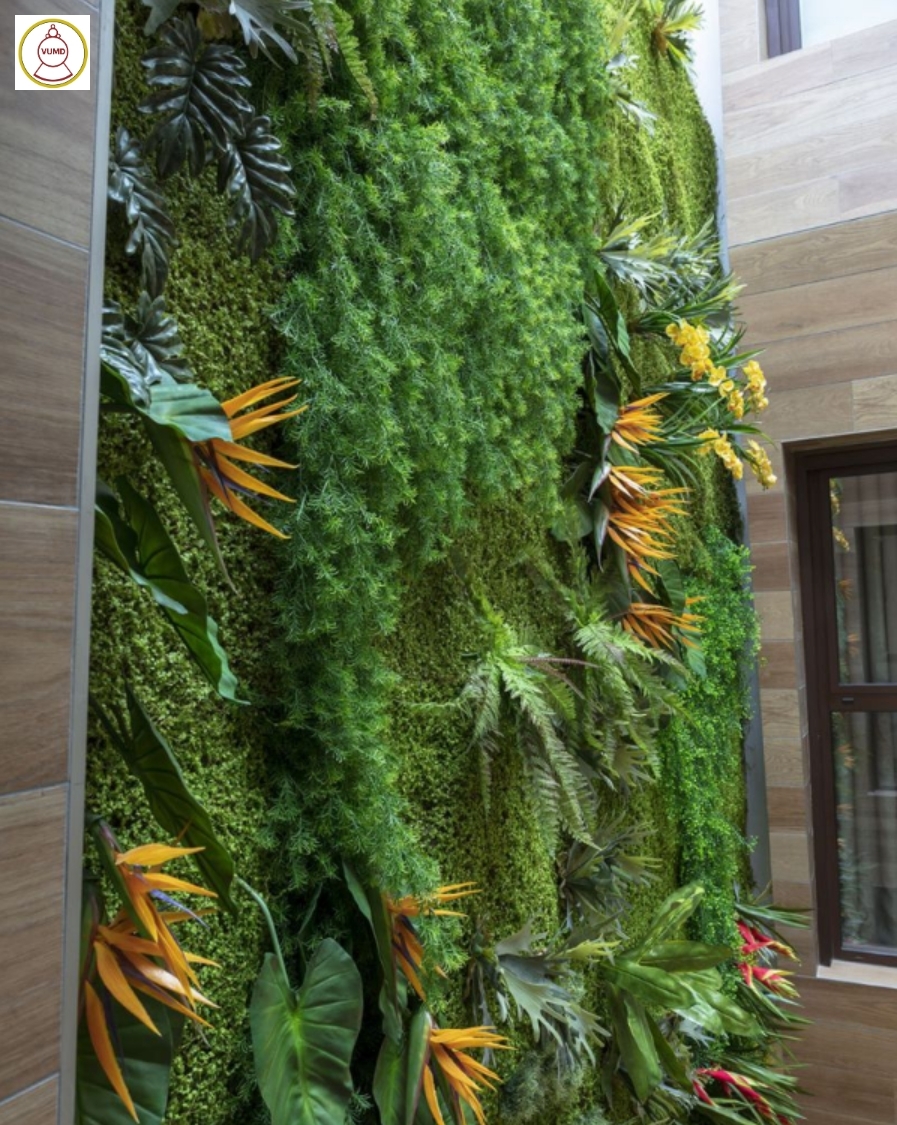 Tường cây lá nhân tạo trang trí vách nhà