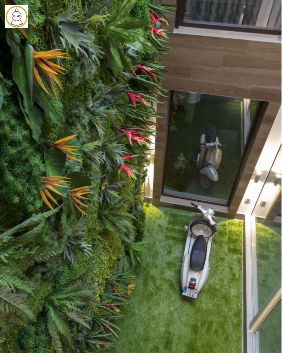 Tường cây lá nhân tạo trang trí vách nhà