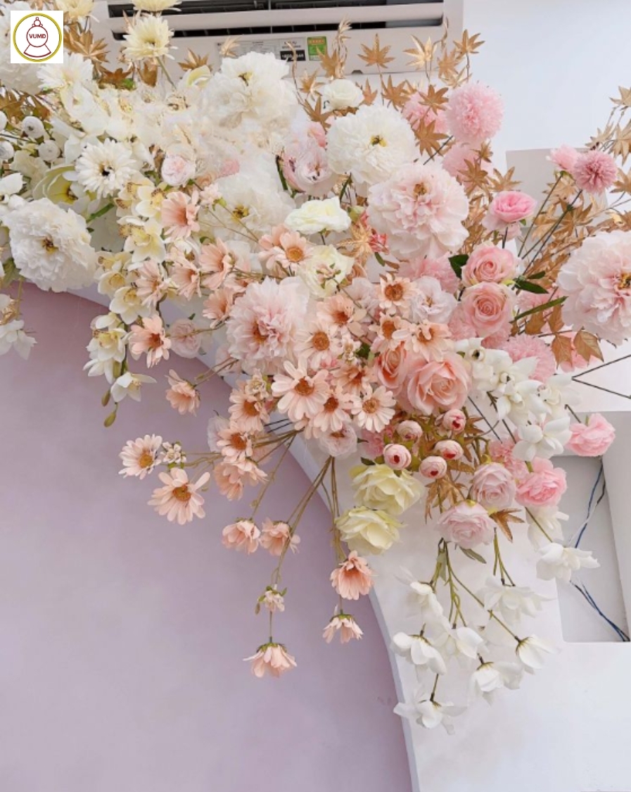 Tường hoa lụa trang trí spa