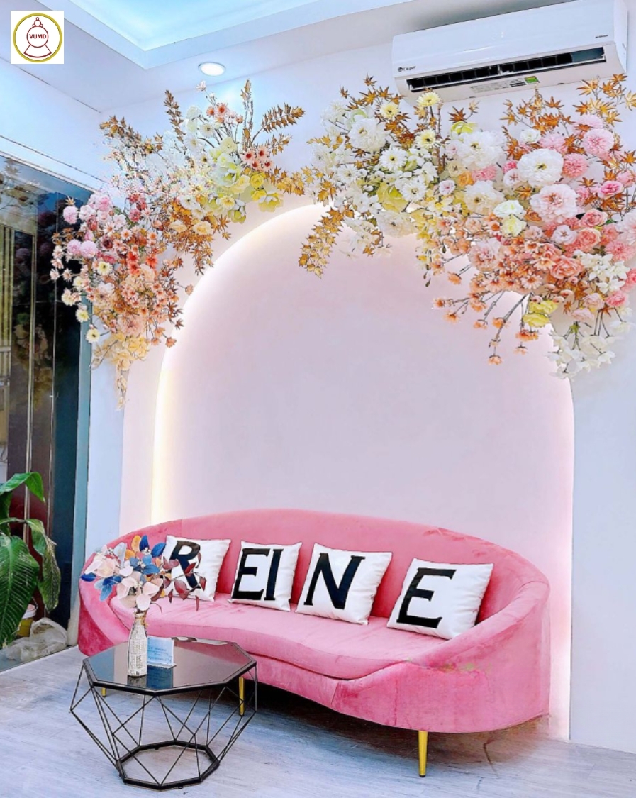 Tường hoa lụa trang trí spa