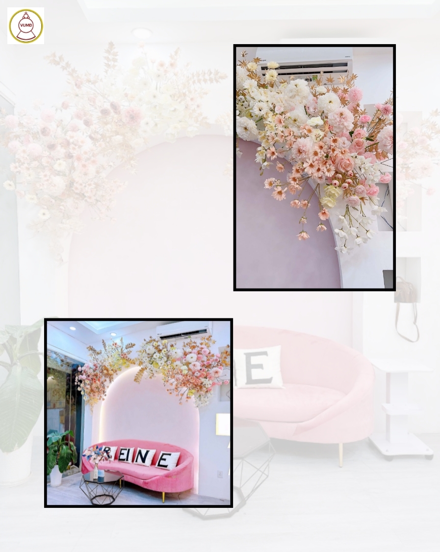 Tường hoa lụa trang trí spa