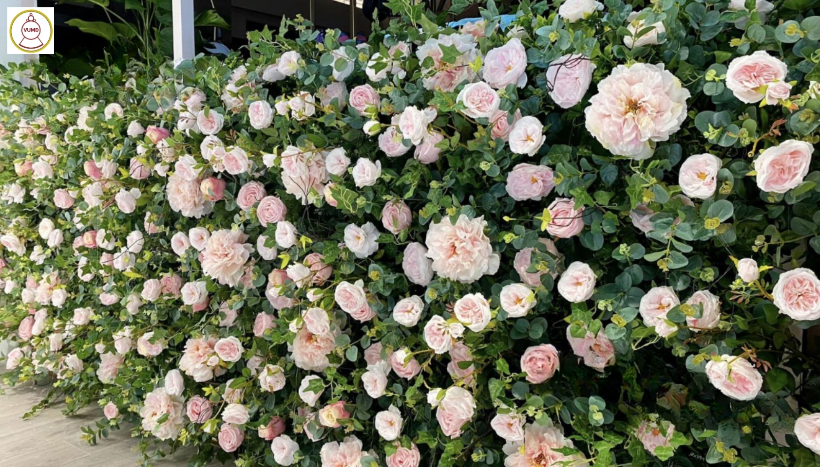Trang trí vách tường hoa hồng