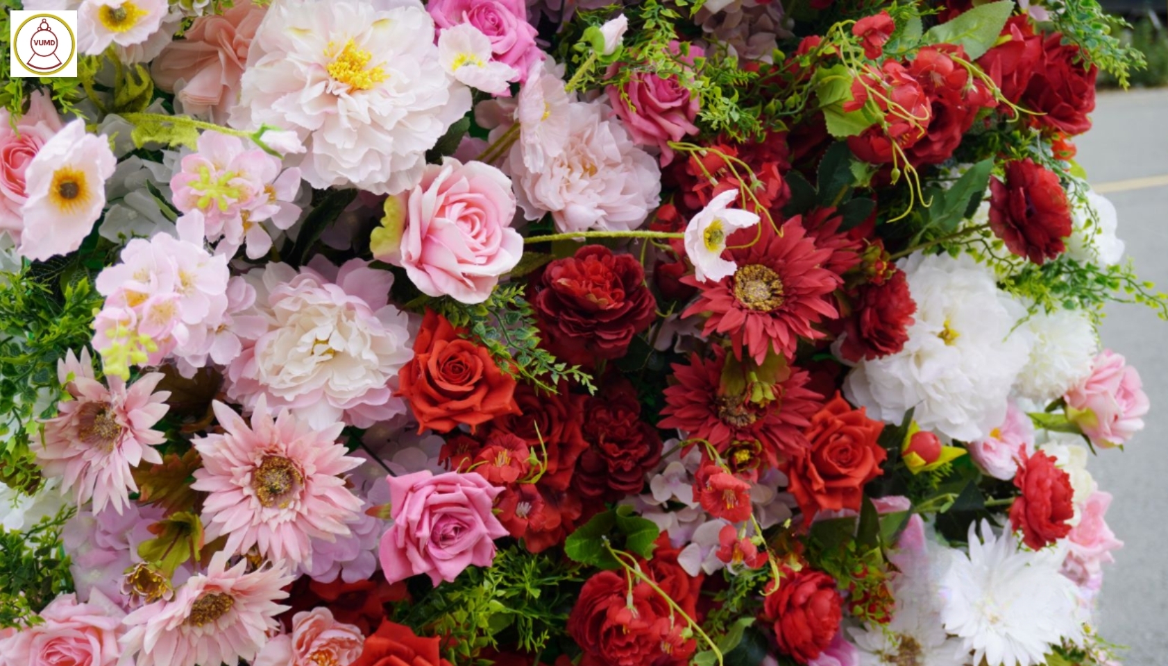 Mảng tường hoa hồng đỏ