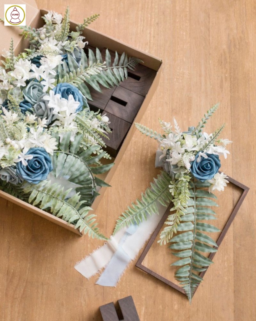 Hoa trang trí bàn Gallary xanh dương