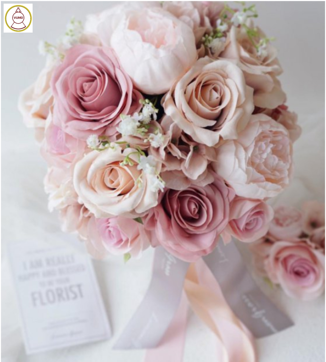 Hoa cô dâu cầm tay hồng cao cấp