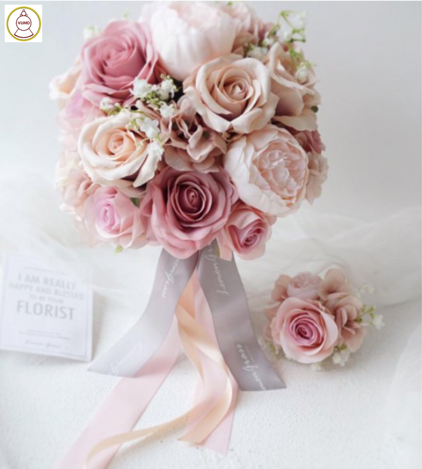 Hoa cô dâu cầm tay hồng cao cấp