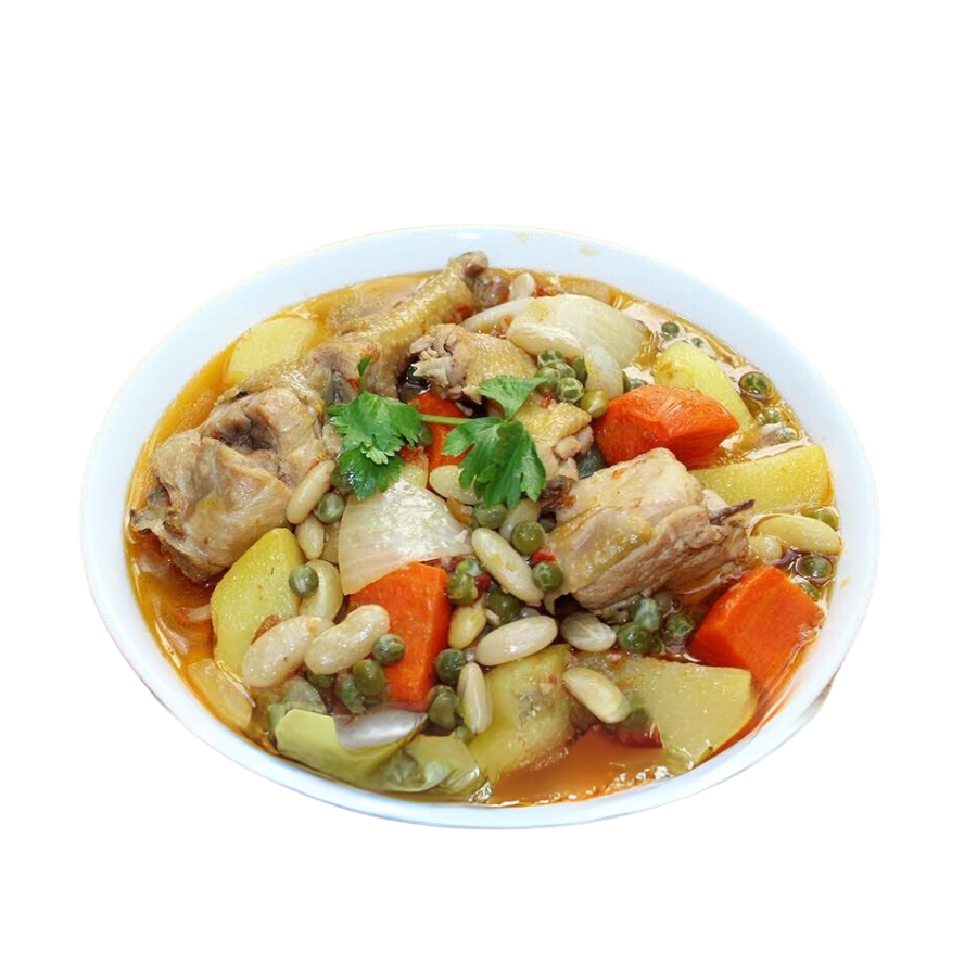 Gà nấu đậu bánh mì