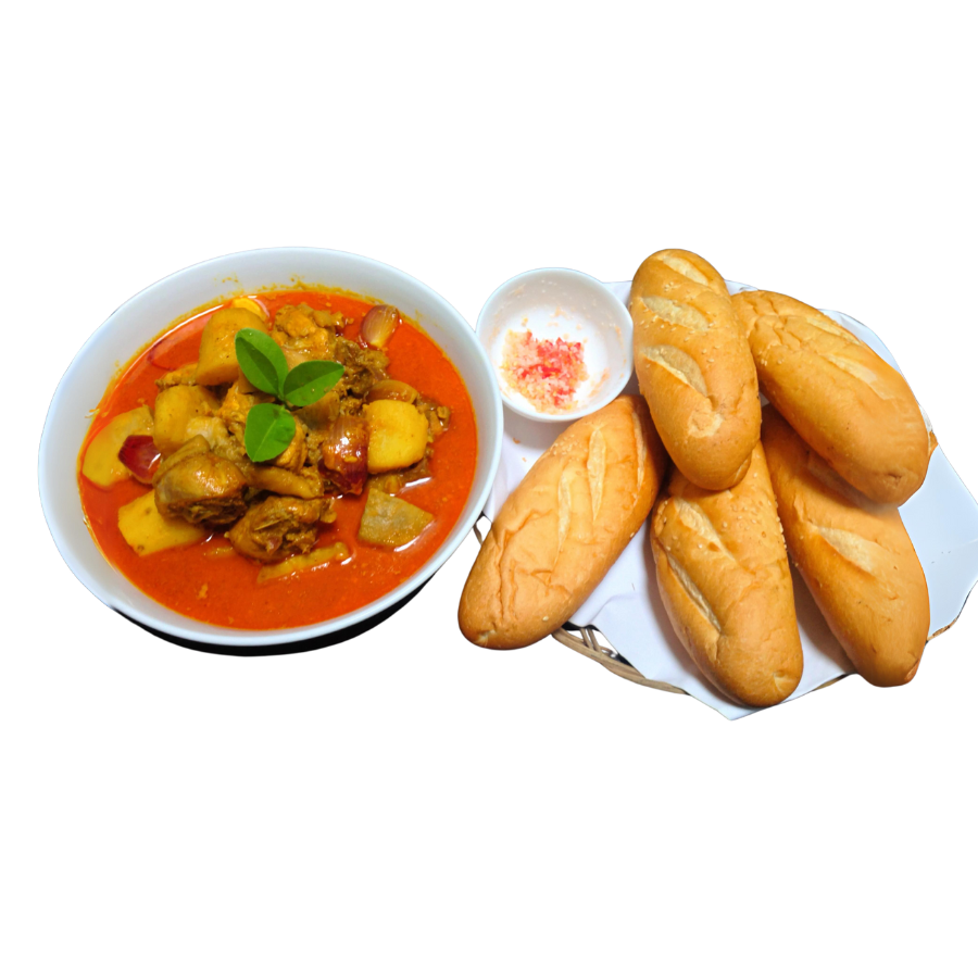 Gà Tây nấu cà ri bánh mì